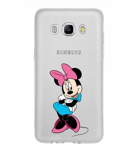 Samsung Galaxy J5 2016 Kapak Minnie Mouse Tasarımlı Şeffaf Silikon Kılıf