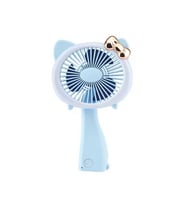 Şarjlı El Fanı Vantilatör 3 Kademeli Kırmalı Işıklı Mini Fan 17*11 Cm (Mavi)