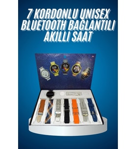 Unısex Yuvarlak Ekranlı 7 Kordonlu Akıllı Saat Gps Destekli Çoklu Kordon Seçeneği