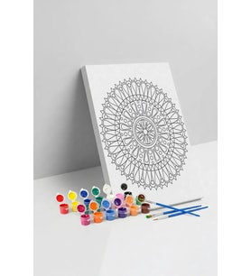 Geometrik Çiçek Mandala Tuval Boyama Seti 40x50 cm