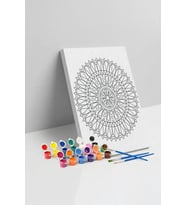 Geometrik Çiçek Mandala Tuval Boyama Seti 40x50 cm