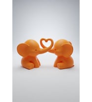 MYCRAFT3D Sevgili Fil Biblo Seti Kalp Figürlü Minimal Dekoratif Obje Hediye Çift Fil Heykel 20x10cm