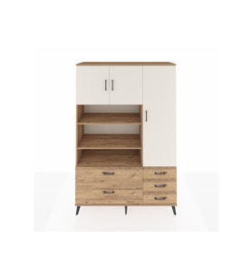 Hyperion Dolap 9 Raflı 5 Çekmeceli 3 Kapaklı 132x44x195 Çam-Aytaşı/Çam
