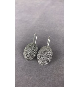 Telkari Parmak İzi Oval Gümüş Kadın Küpe