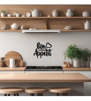 Dekoratif Metal Sanatı Bon Appetit Metal Duvar Tablosu İmza (Siyah)