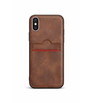 iPhone XS Max Kartlıklı Rich Boss Lüx Deri Kılıf Koyu Kahverengi