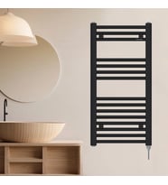 800x400mm 250W Elektrikli Fişli Karbon Çelik Havlupan Alya Mat Siyah RAL 9005