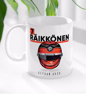 BK Gift Kişiye Özel İsimli F1 Räikkönen Tasarımlı Beyaz Kupa Bardak-1