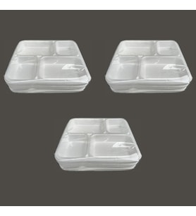 Dağyüce Tek Kullanımlık Köpük 4 Bölmeli Tabldot Köpük Tabak - 26.5x30 Cm. - 10 Adetlik 3 Paket