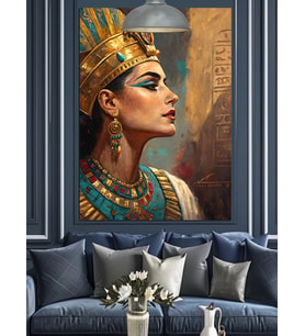Mısır Kraliçesi Nefertiti Portresi Dekoratif Kanvas - Mdf Ahşap Tablo