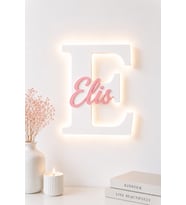 LED Işıklı Kişiye Özel Harf Dekoru Bebek & Çocuk Odası Duvar ve Kapı Süsü