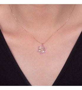 PEMBE KAR TANESİ 925 AYAR GÜMÜŞ KOLYE
