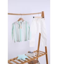 Babyhola Pamuk Bluz Kot Pantolon Kız Erkek Çocuk Salaş Takım Mint 0951