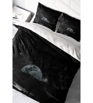 Lastikli Çarşaflı %100 Pamuk Saten Çift Kişilik Nevresim Takımı Dark Moon