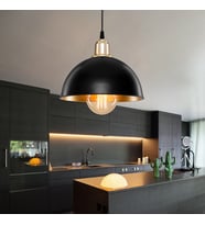 Haus Yarım Küre Siyah İçi Gold ABS Altın Kuka Süslü Sarkıt Mutfak Salon Avize Kafe Kuaför Aydınlatma (Siyah - Altın Rengi)