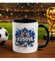 BK Gift Kosova Taraftar Temalı Dünya Futbol Kupası Tasarımlı Siyah Kupa Bardak-5