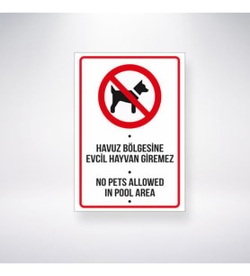 Havuz Bölgesine Evcil Hayvan Giremez 21x28 Arkası Sticker
