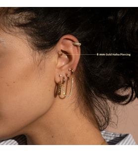 6 mm Gold Cerrahi Çelik Düz Halka Tragus Piercing Helix Kıkırdak Rook Daith