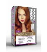 Asse Adventure Set Saç Boyası, Kalıcı ve Canlı Renkler 1+1 Kullanım Seti No7.44 Kumral Bakır