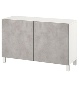 Dolap Kombinasyonu, Beyaz-Açık Gri Taş Görünümlü, 120x42x74 cm