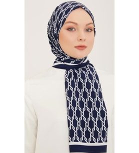 Armine Trend Defne Şal 5760 - 10 Lacivert - Beyaz