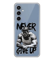 Samsung Galaxy S23 FE Uyumlu Arnold Fitness Never Give Up Desenli Şeffaf Telefon Kılıfı