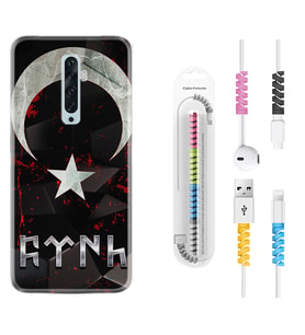 Oppo Reno 2Z 4 Lite 4 Pro 5 6 7 A31 Kılıf Kablo Koruma Spiral Silikon Göktürk 1394