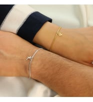 925 Ayar Gümüş Kişiye Özel Harfli Düz Zincir Tasarımlı Kadın/Erkek Bileklik Unisex 2 ADET So0017