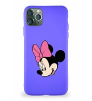Apple iPhone 11 Pro Max Soft Premier Kapak Minnie Mouse-B Tasarımlı Silikon Kılıf - Mor (Şeffaf)