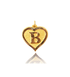 0.25 gram 14 Ayar B Harfi Kalp Kolye Ucu