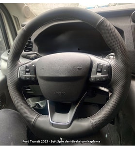 Ford Focus 4 Araca Özel Direksiyon Kılıfı NOKTALI NAPA DERİ SİYAH İPLİ