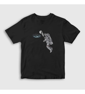 Presmono Unisex Çocuk Siyah Basketball Astronaut Space Astronot Uzay T-Shirt 282219tt