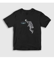 Presmono Unisex Çocuk Siyah Basketball Astronaut Space Astronot Uzay T-Shirt 282219tt
