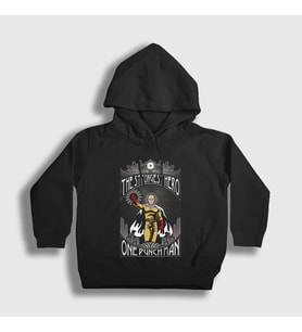 Presmono Unisex Çocuk Siyah Strongest Anime One Punch Man Kapüşonlu Sweatshirt 240821tt