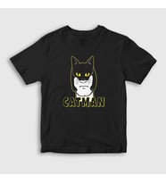 Presmono Unisex Çocuk Siyah Catman Kedi T-Shirt 396068tt