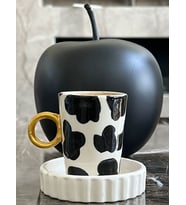 Altın Kulp Damalı Fincan (Karışık)