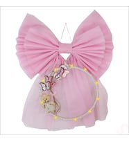 Kasnaklı Tül Fiyonk ve Ayıcıklı 70cm x 55cm Kapı Süsü - Pembe (STD)