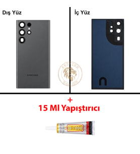 Samsung S23 Ultra Grafit Arka Pil Kapağı Batarya Kapağı Lazer Kesim + B-7000 Yapıştırıcı