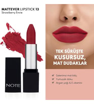 Cosmetics Mattever Lipstick 13 Strawberry Envie Yarı Mat Saten Bitişli Ruj, Pembe