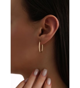 14 Ayar Oval Altın Küpe