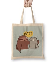 Bff Sloth And Cat Kedi Bez Çanta Uzun Saplı