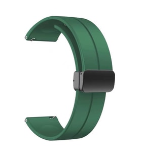 Oppo Watch 46mm 22mm Manyetik Klipsli Silikon Lüx Kordon + Metal Kordon Dönüştürücü (Su Yeşili)
