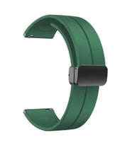 Oppo Watch 46mm 22mm Manyetik Klipsli Silikon Lüx Kordon + Metal Kordon Dönüştürücü (Su Yeşili)