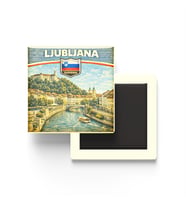Retro Slovenya Ljubljana Şehri Temalı Vintage Buzdolap Magneti – 9x9 cm