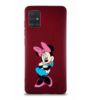 Samsung Galaxy M31S Soft Premier Kapak Minnie Mouse-D Tasarımlı Silikon Kılıf - Mürdüm (Şeffaf)