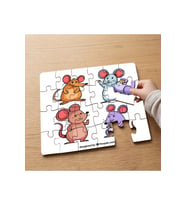 Sevimli Fareler Tasarımlı 24 Parça Ahşap Çocuk Puzzle MPK0703