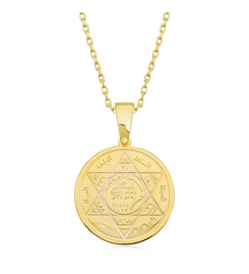 ?Gümüş Gold Süleyman Mührü Kolye