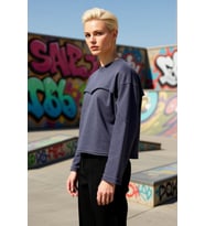 Kadın Bisiklet Yaka Düşük Kol Uzun Kollu Relaxed Örme Sweatshirt Fonksiyonel Dayanıklı Şık