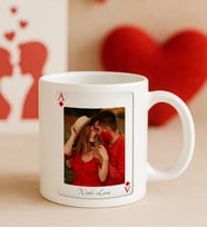 BK Gift Kişiye Özel Aşkımızın Ası Fotoğraflı İskambil Tasarımlı Beyaz Kupa Bardak-2, Sevgiliye Hediye, Eşe Hediye