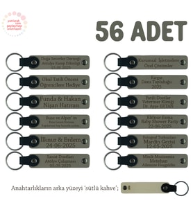 Kül Gri & Sütlü Kahve, Özel Hediye Vermek İsteyenler İçin İsim Yazılabilen 56' lı Anahtarlık Seti